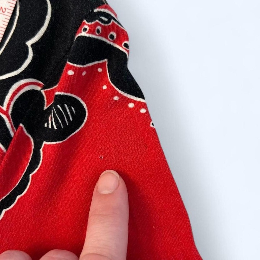 Red + Black Abstract Paisley Print Mock Neck Long Sleeve Top by Jones New York - Picture 6 of 8